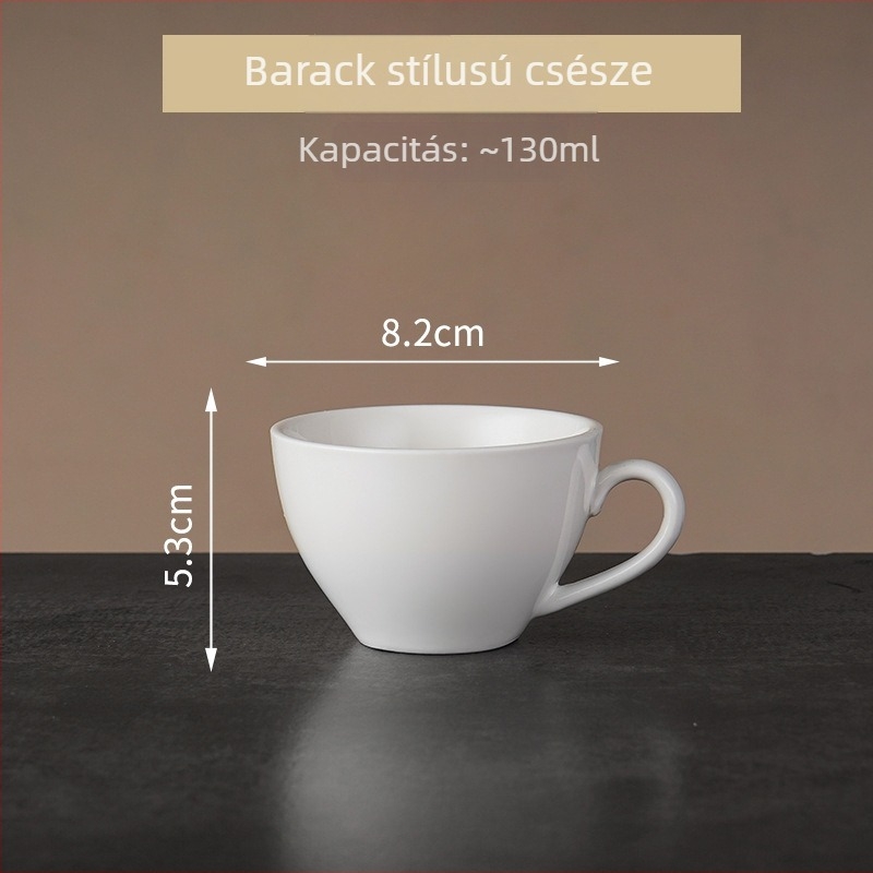 Fehér kerámia kávéscsésze és alátét készlet reggelire, tejhez és délutáni teához, logóval készen