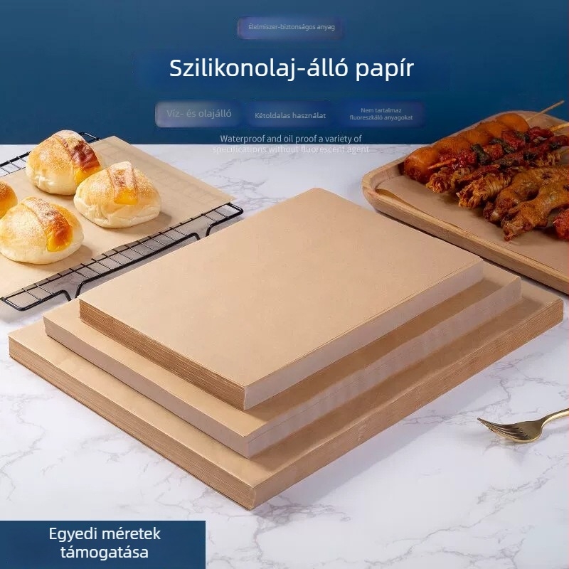 Barna zsírmentes papír sütéshez – olajfelszívó, barbecue és élelmiszer-csomagolás.