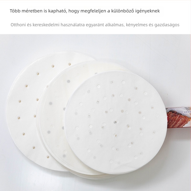 Egyszer használatos párolópapír, kör alakú, tapadásmentes, gőzöléshez, dim sum és mantou