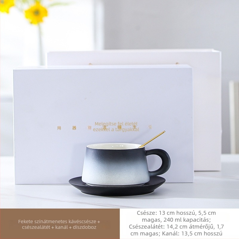Kerámiás kávéscsésze készlet kanállal – minimalist stílus, otthoni használatra, elegáns délutáni tea kiegészítő