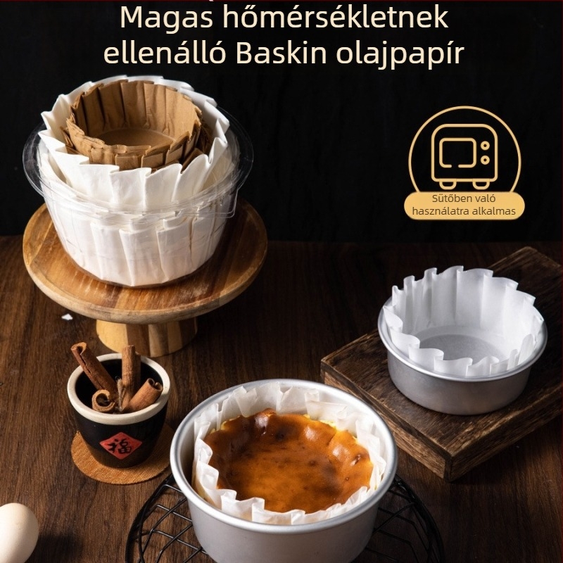 Basque sütőpapír 4/6/8 hüvelyk, hajlításmentes tepsi-lap, szilikonos bevonattal, desszertek és torták szeleteléséhez