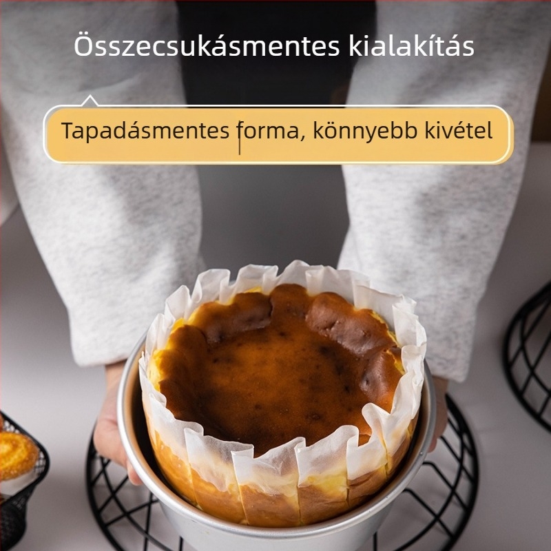 Basque sütőpapír 4/6/8 hüvelyk, hajlításmentes tepsi-lap, szilikonos bevonattal, desszertek és torták szeleteléséhez