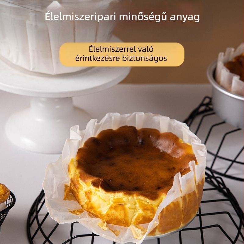 Basque sütőpapír 4/6/8 hüvelyk, hajlításmentes tepsi-lap, szilikonos bevonattal, desszertek és torták szeleteléséhez