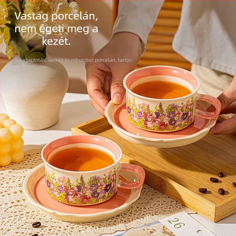 Kerámia teáscsésze aljával és kávéscsésze készlet, elegáns karácsonyi ajándékdoboza, csészepár, logó testreszabás