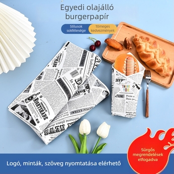 Egyszer használatos zsíroldó sütőpapír – olajat felszívó papír burgerhez, kenyérhez, szendvicsekhez és csirkés tekercsekhez