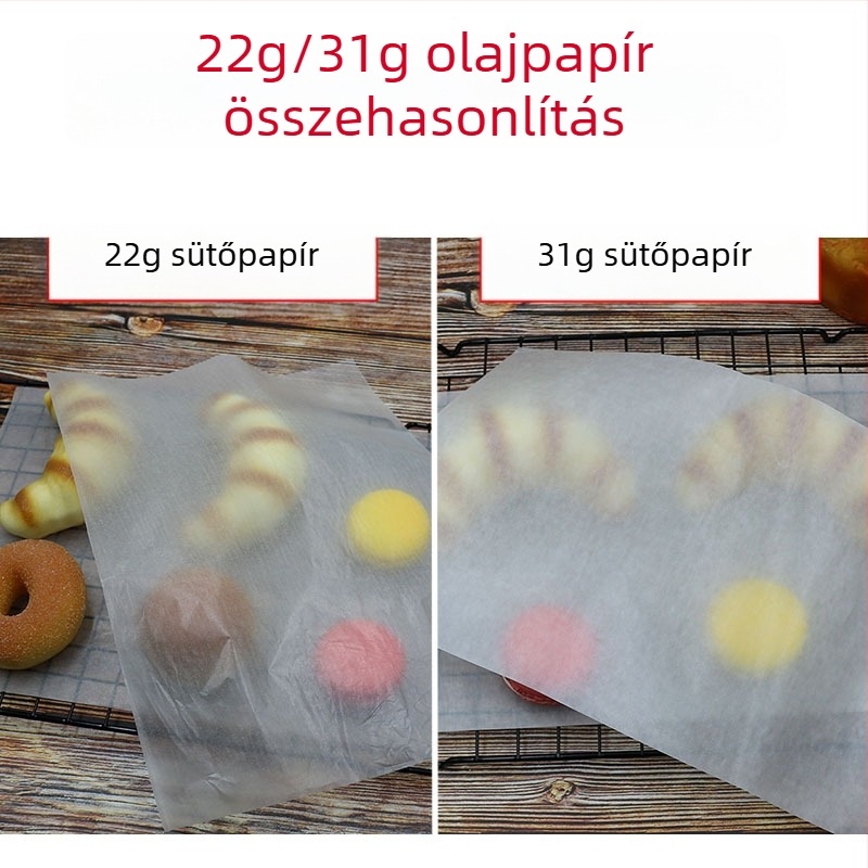 Olajfelszívó sütőpapír, 22 g/m², 40 × 60 cm, tortákhoz és pizzákhoz