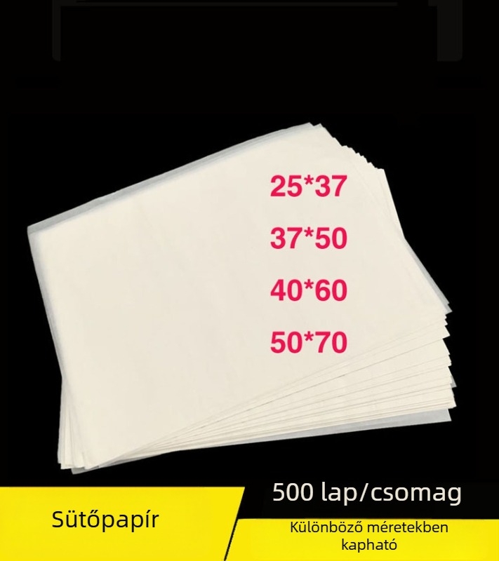Sütőpapír tepsikhez, körülbelül 500 lap egy csomagban, különböző méretek választhatók