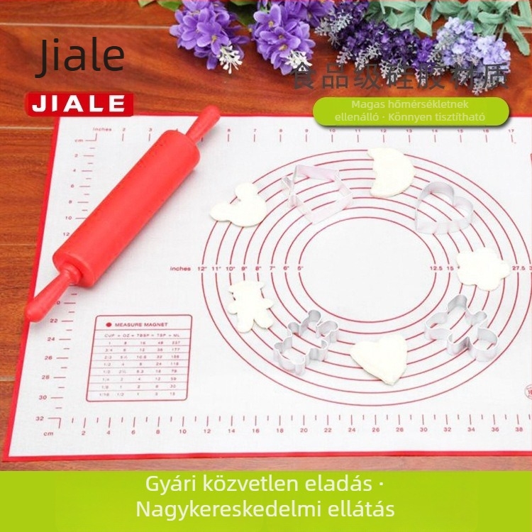 Folyékony platina szilikon dagasztó matrac, mérőskálával, magas hőmérsékletnek ellenálló, vastag felület tészta nyújtásához és dagasztásához.