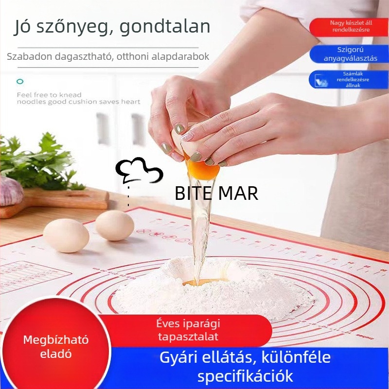 Platina-szilikon gyúrólap, vastagított, csúszásmentes, hőálló, élelmiszer-minőségű szilikon