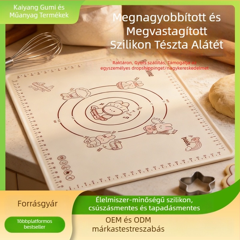 Élelmiszer-minőségű szilikon dagasztó matrac rajzfilm dizájnnal, nagy, csúszásmentes, sütéshez