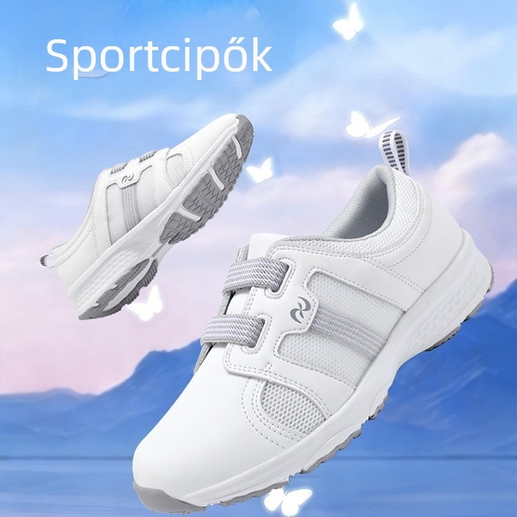 Női ápolói sportcipő puha talppal, légáteresztő felsőrésszel, boltozat-támogatással, slip-on kialakítás, kényelmes egész évben