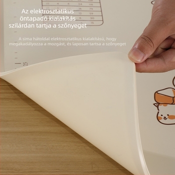 Élelmiszer-minőségű szilikon gyúró/nyújtó matrac szerencses macska mintával, nagyított, megvastagodott és súlyozott, tészta nyújtására és gombóc készítésére