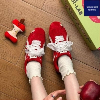 Xia Nuoxi női piros sportos-casual cipő, mindennapi viselet, retro versenystílus, puha talp
