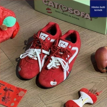 Xia Nuoxi női piros sportos-casual cipő, mindennapi viselet, retro versenystílus, puha talp