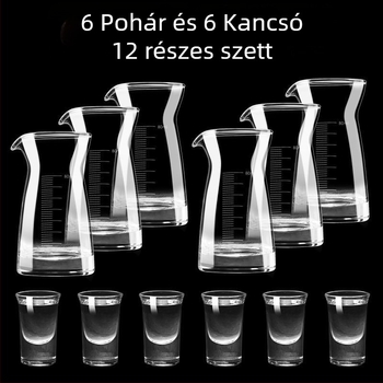 Ólommentes kristályból készült szeszes italok pohárkészlet, kis antik stílusú borospoharak