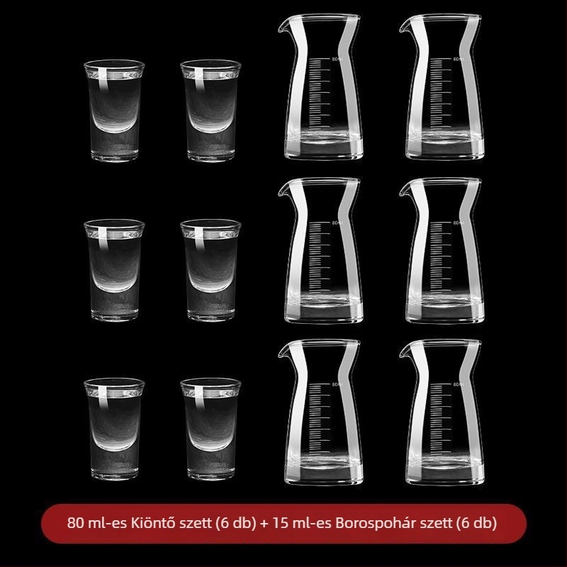 Ólommentes kristályból készült szeszes italok pohárkészlet, kis antik stílusú borospoharak