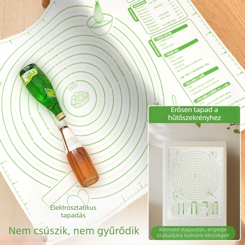 Silikon dagasztó matrac, élelmiszer-minőségű, vastagított, nagy méretű, csúszásmentes felület otthoni konyhában és sütéshez