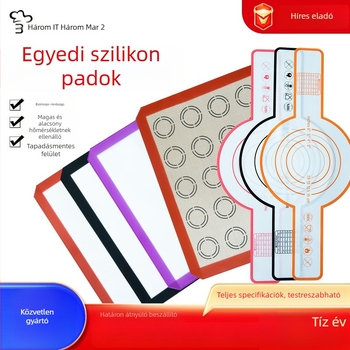 Szilikon tészta- és kenyérsütő alátét dagasztáshoz és tésztaátvitelhez, kompatibilis a légsütővel, hosszú nyéllel, holland sütőalátét