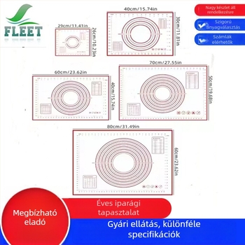 Platina szilikon gyúró- és fondant matrac mértékjelzésekkel, tapadásmentes, sütéshez