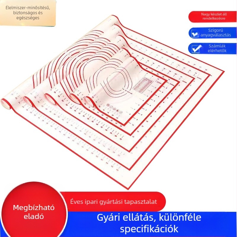 Platina szilikon gyúró- és fondant matrac mértékjelzésekkel, tapadásmentes, sütéshez