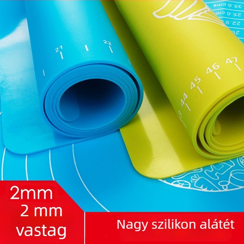 Nagy méretű, vastag szilikon dagasztó/nyújtó matrac mérőskálával – sütéshez a konyhában