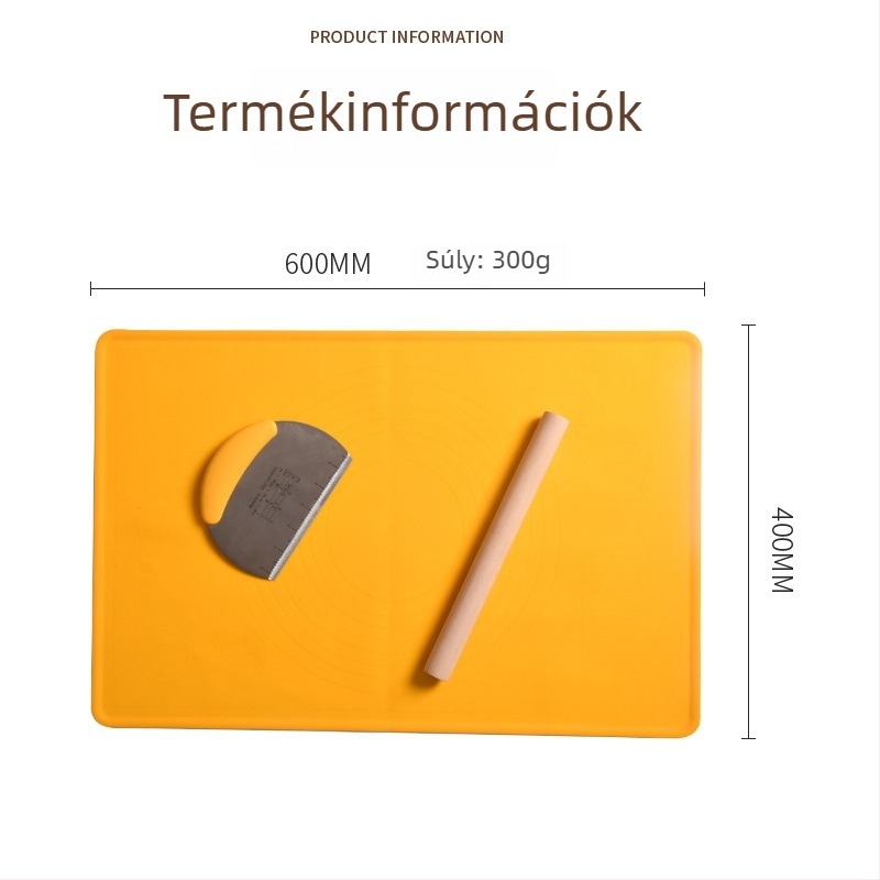 Nagy méretű élelmiszer-minőségű szilikon dagasztó matrac, tapadásmentes felülettel tészta nyújtásához és sütéshez