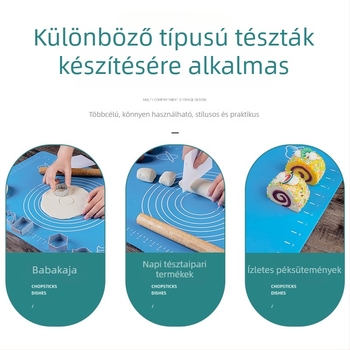 Megvastagított szilikon dagasztó alátét mérőskálákkal, konyhai nyújtófelület