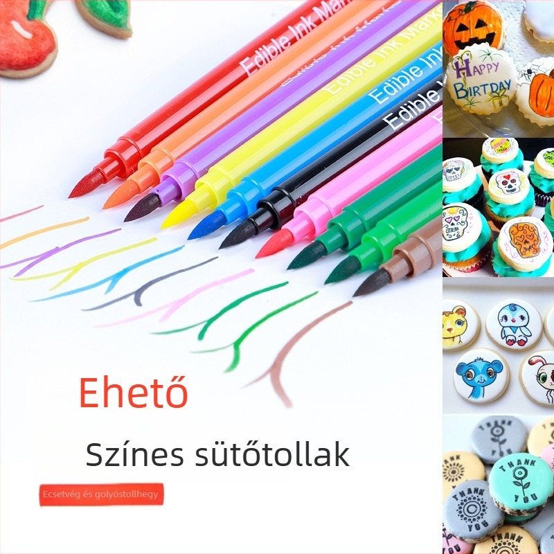 Élelmiszerbiztos toll fondánhoz, süteményekhez és tortákhoz; pigment toll díszítéshez