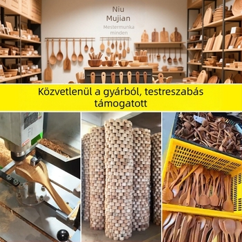 Fából készült fokhagyú készlet: kézi fokhagyú sajtoló, törő, hámozó, kanál és tál otthoni használatra
