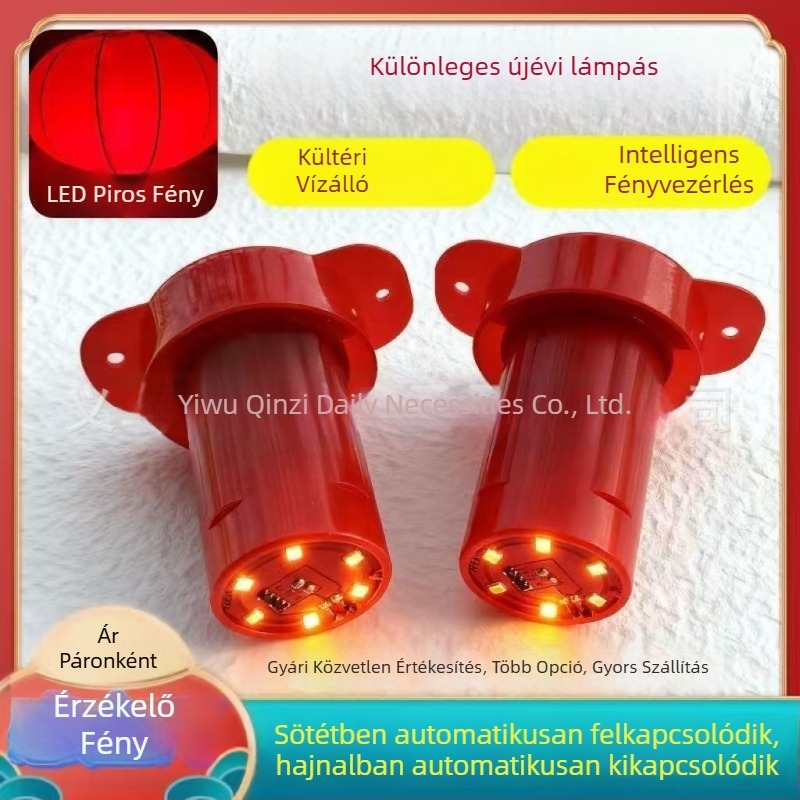 Újévi napelemes lámpás LED világítással, vízálló, fényérzékelő, vezeték nélküli távirányító, vörös fény