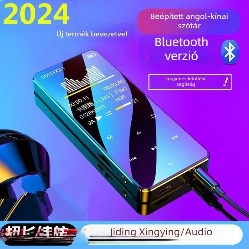 Bluetooth MP4 lejátszó érintőképernyővel, kompakt MP3 lejátszó, Walkman-stílusú P3, e-könyv olvasó, USB