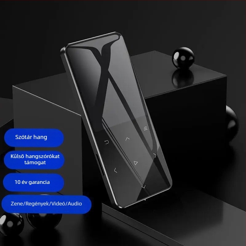Bluetooth MP4 lejátszó érintőképernyővel, kompakt MP3 lejátszó, Walkman-stílusú P3, e-könyv olvasó, USB