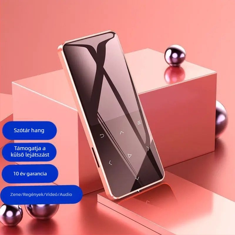 Bluetooth MP4 lejátszó érintőképernyővel, kompakt MP3 lejátszó, Walkman-stílusú P3, e-könyv olvasó, USB