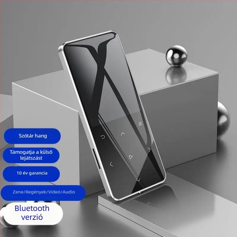Bluetooth MP4 lejátszó érintőképernyővel, kompakt MP3 lejátszó, Walkman-stílusú P3, e-könyv olvasó, USB