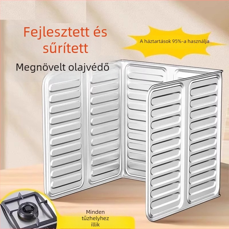 Gáztűzhelyhez készült alumíniumfóliás olajfröccsenés‑védő, háztartási konyhai szigetelőlap, többfunkciós