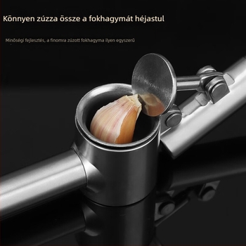Kézi fokhagyma sajtoló rozsdamentes acélból – hámozóval, fokhagyma paszta készítéséhez