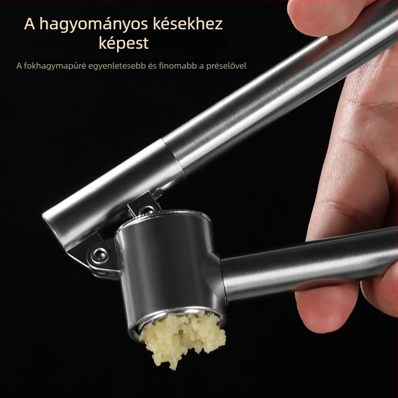Kézi fokhagyma sajtoló rozsdamentes acélból – hámozóval, fokhagyma paszta készítéséhez