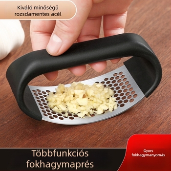 Kör alakú fokhagyma sajtoló és törő, fokhagyma hámozó, konyhai eszköz háztartási használatra