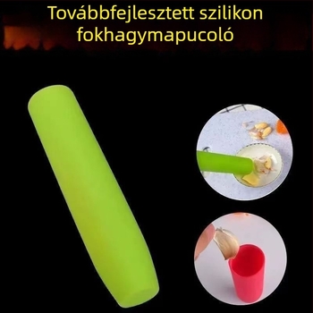 Szilikon fokhagymatisztító és préselő – automatikus hámozás és préselés fokhagymagolyókra és gerezdjeire, konyhai eszköz