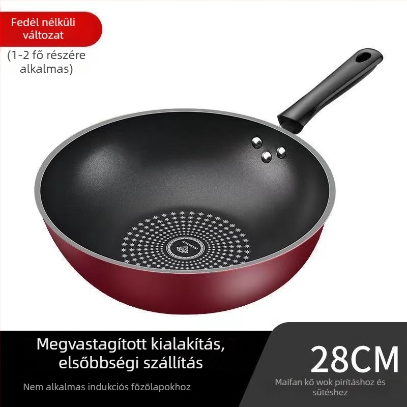 Star Brick tapadásmentes serpenyő, sík aljzatú, többfunkciós, füstmentes főzés, indukciós és gáztűzhelyhez kompatibilis, nyom nélkül