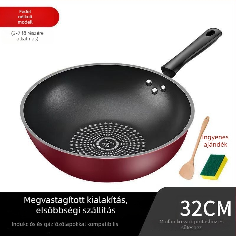 Star Brick tapadásmentes serpenyő, sík aljzatú, többfunkciós, füstmentes főzés, indukciós és gáztűzhelyhez kompatibilis, nyom nélkül