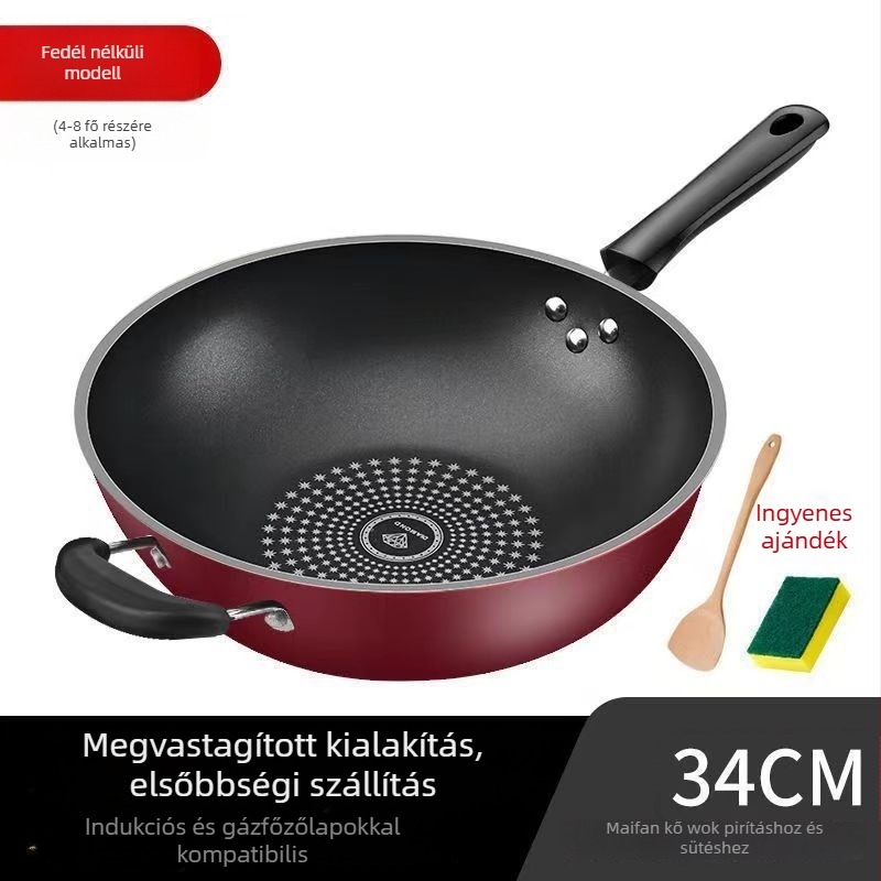 Star Brick tapadásmentes serpenyő, sík aljzatú, többfunkciós, füstmentes főzés, indukciós és gáztűzhelyhez kompatibilis, nyom nélkül