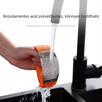 Gyűrű alakú rozsdamentes acél fokhagyma nyomó, kézi működtetésű, fokhagyma és gyömbér számára, élelmiszer-minőség