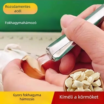 Rozsdamentes acél fokhagyma-hámozó klipsz