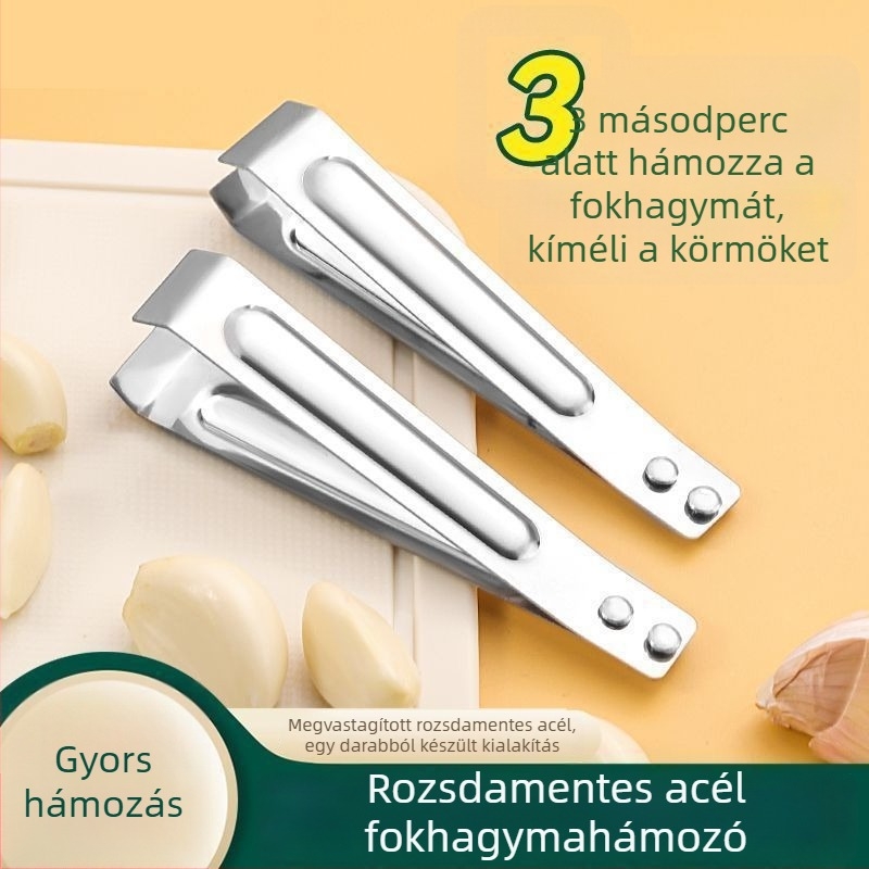 Rozsdamentes acél fokhagyma-hámozó klipsz