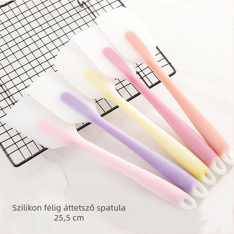 Szilikon nagy sütő spatula – mindent egyben: krém spatula, kaparó és keverő eszköz, átlátszó szín