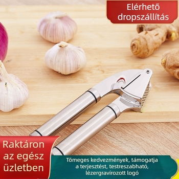 304 rozsdamentes acél fokhagyma prés, kézi konyhai eszköz, fokhagyma törő és hámozó, többfunkciós