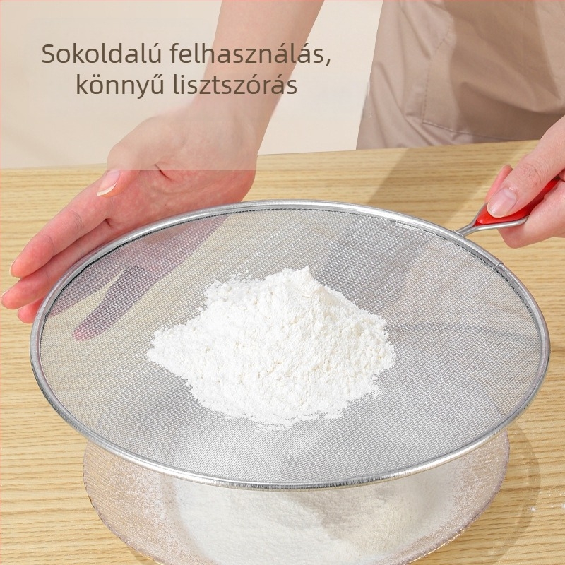 Kézben tartható olajcsöpögés elleni háló – acélháló fogantyúval, fedő a fazékhoz, konyha