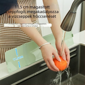 Integrált szívócsészés mosogatóvízvédő gát – fröccsenés elleni védelem a konyhai pultnál és a fürdőszobai mosogatóban