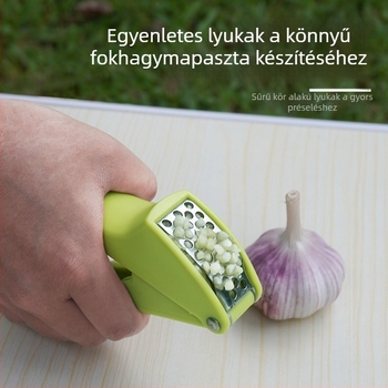 Rozsdamentes acél kézi fokhagyma sajtoló, hámozóval és aprítóval – háztartási használatra